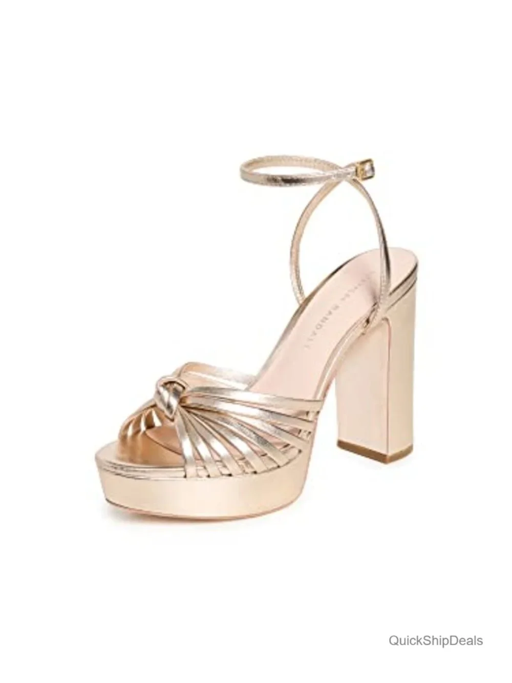 Leather Knot Platform Sandals - Open Toe Ankle Strap Heels